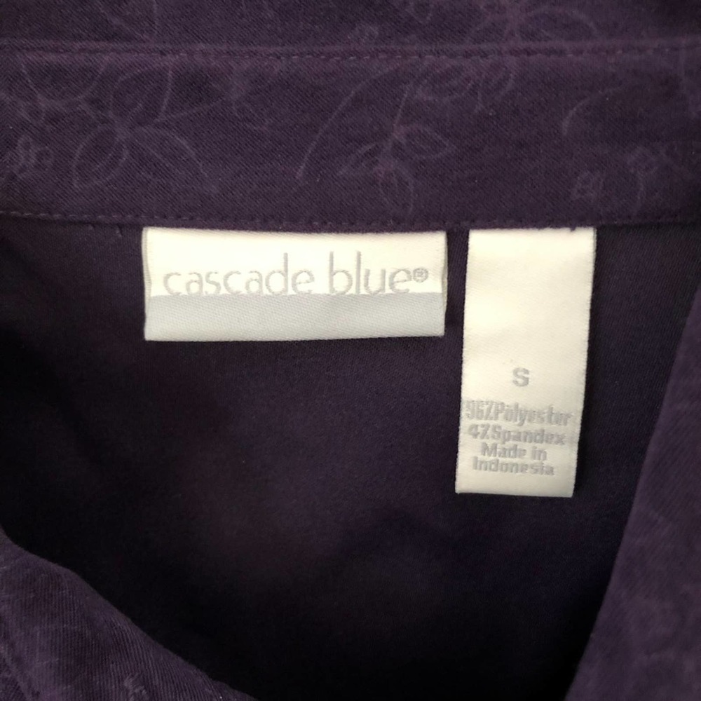 Cascade Blue Purple Floral Embossed Velvet Top - Picture 7 of 10